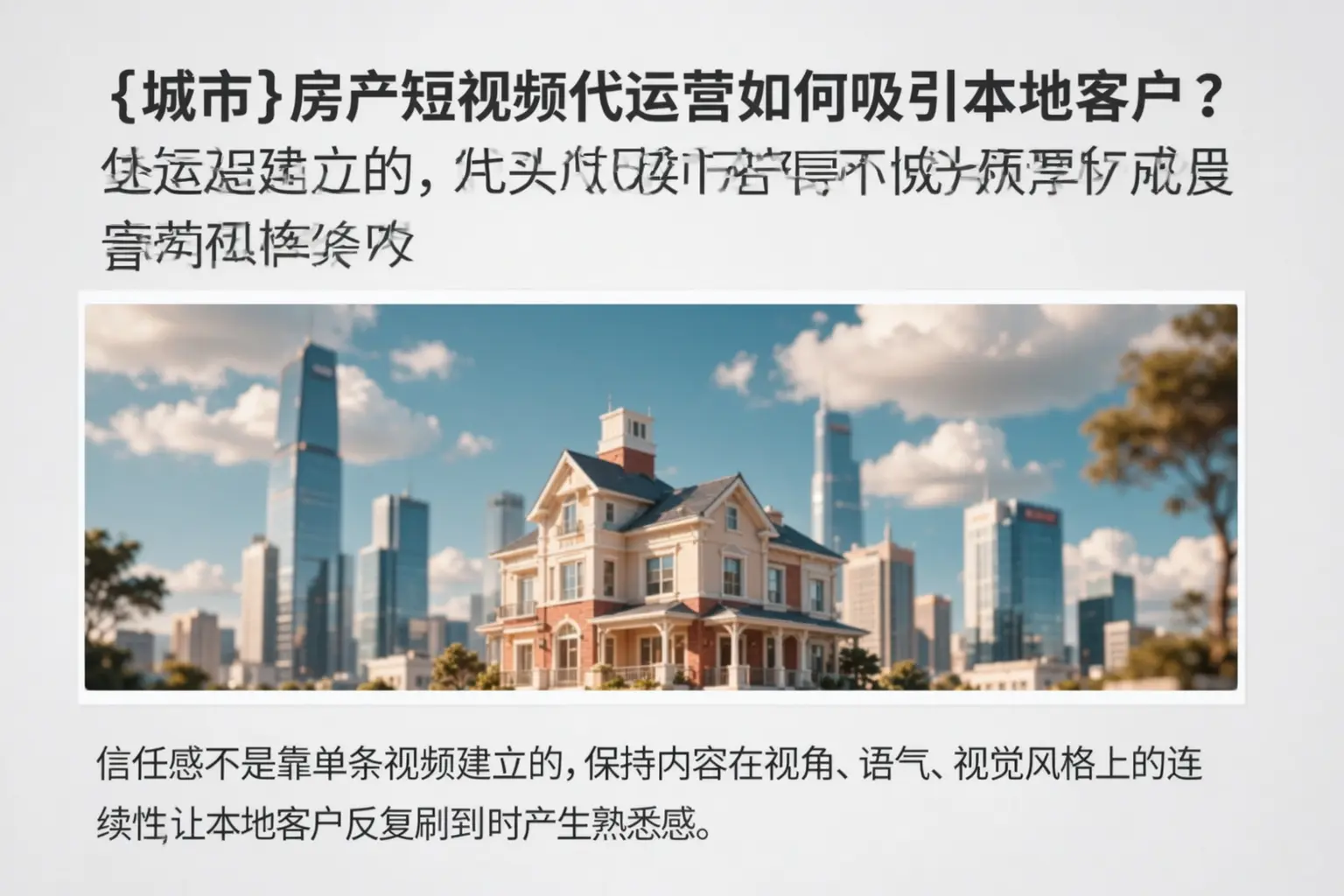 富民房产短视频代运营如何吸引本地客户?